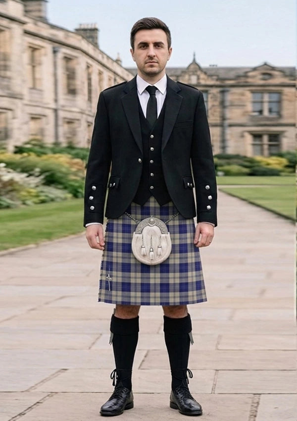 Traditional_Ailsa_Royal_Blue_Tartan_Kilt_and_Argyle_Jacket_Kilt_Outfit_front_image
