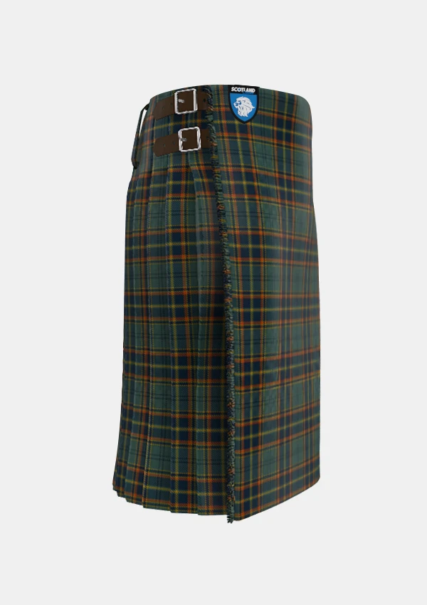 Traditional_Antrim_County_Tartan_kilt_right_image_with_pleated_design_and_adjustable_buckles_for_men