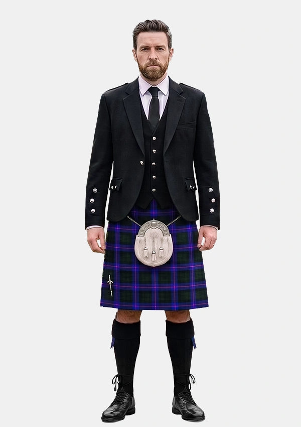 Traditional_Armstrong_Scottish_Tartan_Kilt_and_Argyle_Jacket_Kilt_Outfits_front_image