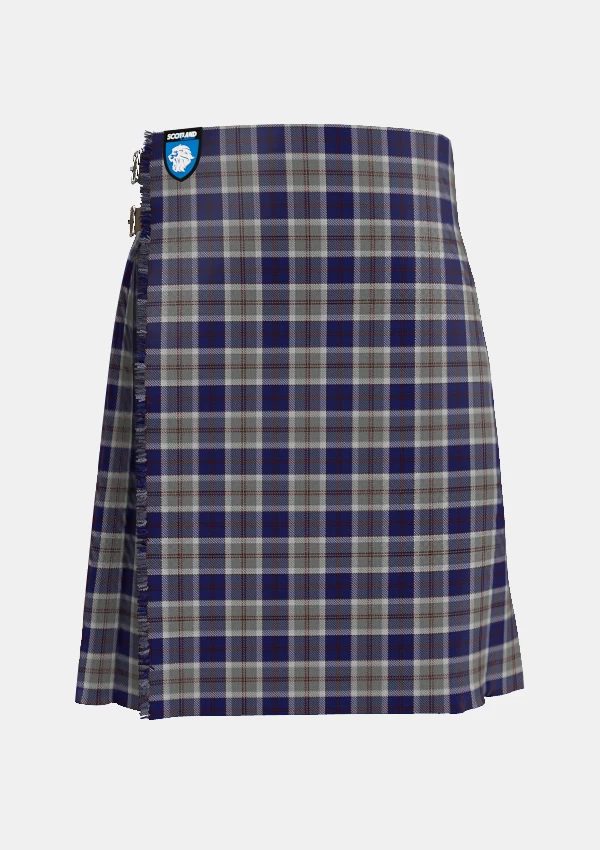 Traditional_Bannockbane_Silver_Tartan_kilt_595_front_image_with_pleated_design_and_adjustable_buckles_for_men