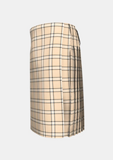 Traditional_Beige_tartan_kilt_left_image_with_pleated_design_and_adjustable_buckles_for_men