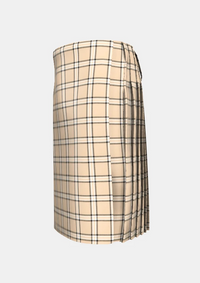 Traditional_Beige_tartan_kilt_left_image_with_pleated_design_and_adjustable_buckles_for_men