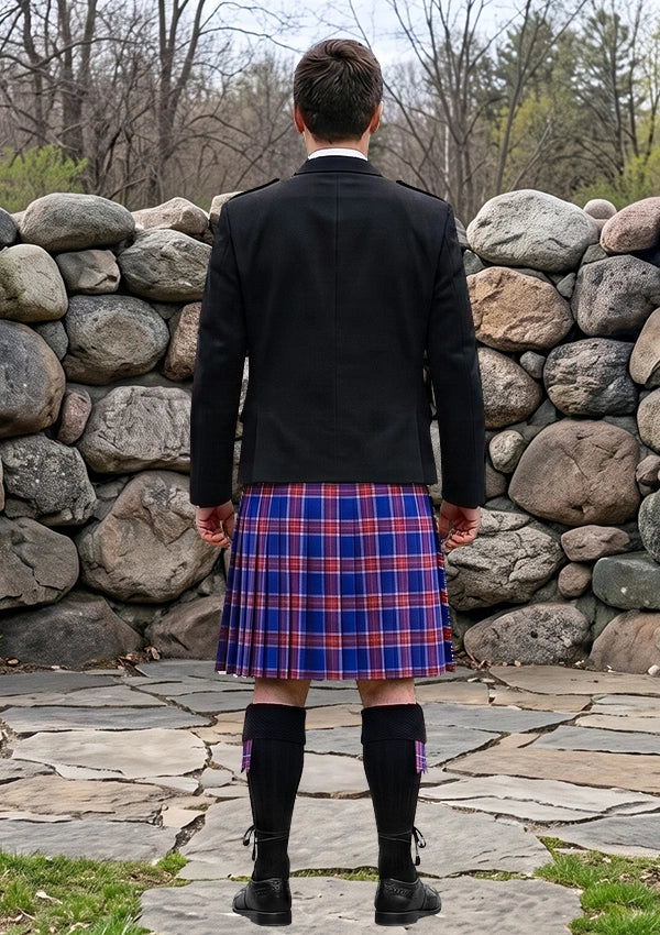 Traditional_Blue_Rust_Tartan_Kilt_and_Argyle_Jacket_Kilt_Outfit_back_image