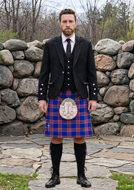 Traditional_Blue_Rust_Tartan_Kilt_and_Argyle_Jacket_Kilt_Outfit_front_image