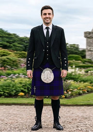 Traditional_Blue_Spirit_tartan_7001_Kilt_and_Argyle_Jacket_Kilt_Outfit_front_image