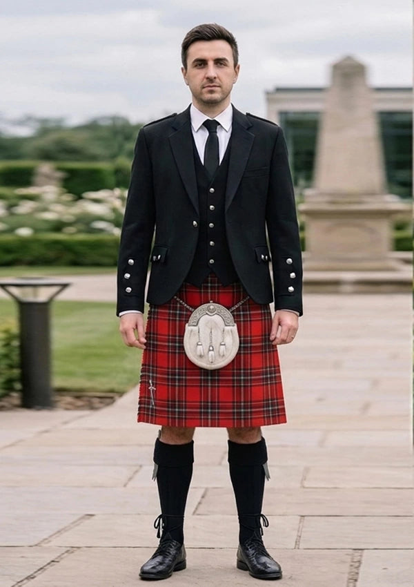 Traditional_Bradley_University_Tartan_11312_Kilt_and_Argyle_Jacket_Kilt_Outfit_front_image