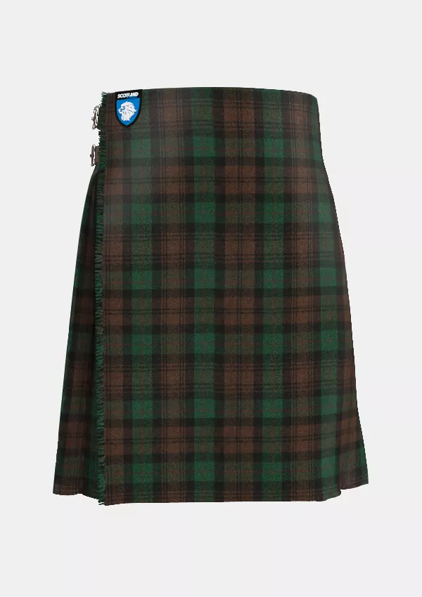 Traditional_Brown_Watch_Tartan_kilt_front_image_with_pleated_design_and_adjustable_buckles_for_men