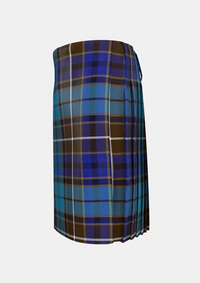 Traditional_Buchanan_Blue_Tartan_kilt_left_image_with_pleated_design_and_adjustable_buckles_for_men
