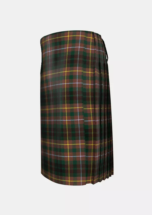 Traditional_Buchanan_Hunting_Modern_Tartan_kilt_left_image_with_pleated_design_and_adjustable_buckles_for_men