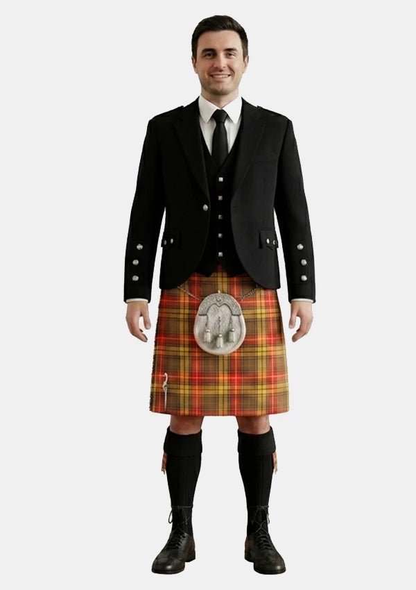 Traditional_Buchnan_Weathered_Tartan_Kilt_and_Argyle_Jacket_Kilt_Outfits_front_image