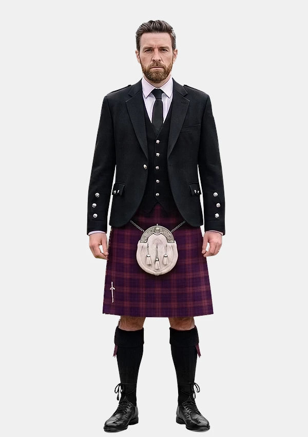 Traditional_Bute_Heather_Autumn_Tartan_Kilt_and_Argyle_Jacket_Kilt_Outfits_front_image