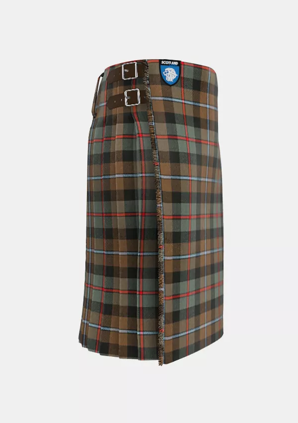 Traditional_Campbell_of_Cawdor_Weathered_Tartan_kilt_right_image_with_pleated_design_and_adjustable_buckles_for_men