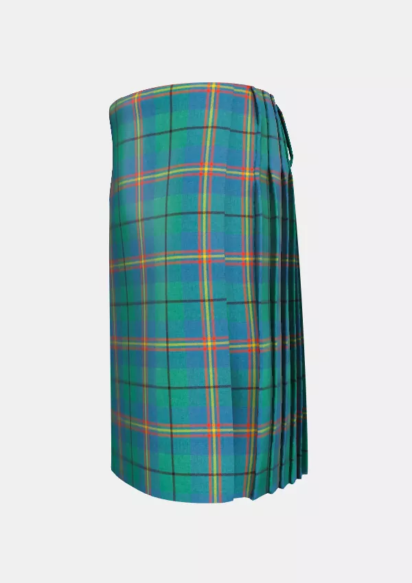 Traditional_Carmichael_Ancient_Tartan_kilt_left_image_with_pleated_design_and_adjustable_buckles_for_men