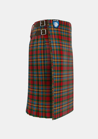 Traditional_Chattan_brown_stripe_variation_Tartan_1620_kilt_right_image_with_pleated_design_and_adjustable_buckles_for_men