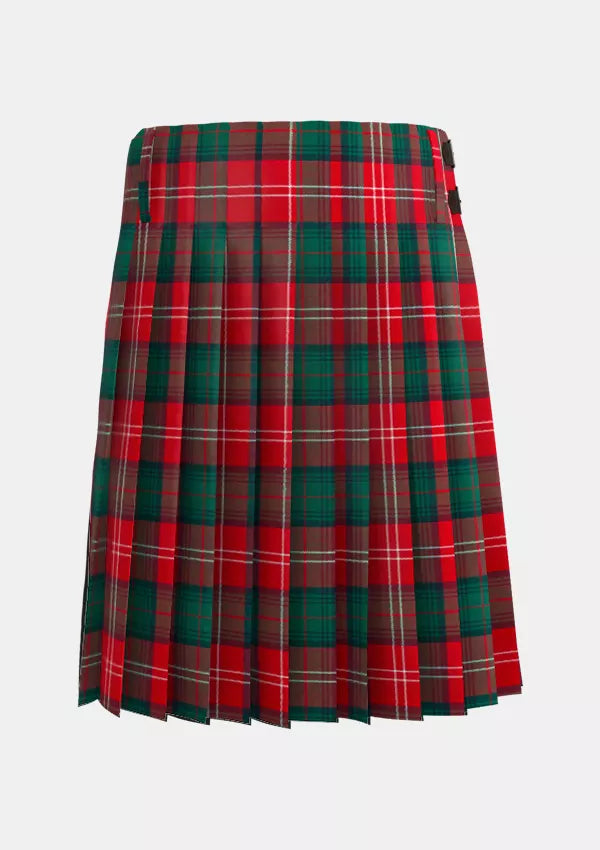 Traditional_Chisholm_Red_tartan_kilt_back_image_with_pleated_design_and_adjustable_buckles_for_men