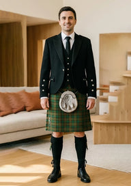 Traditional_Clan_Doyle_Tartan_Kilt_and_Argyle_Jacket_Kilt_Outfit_front_image