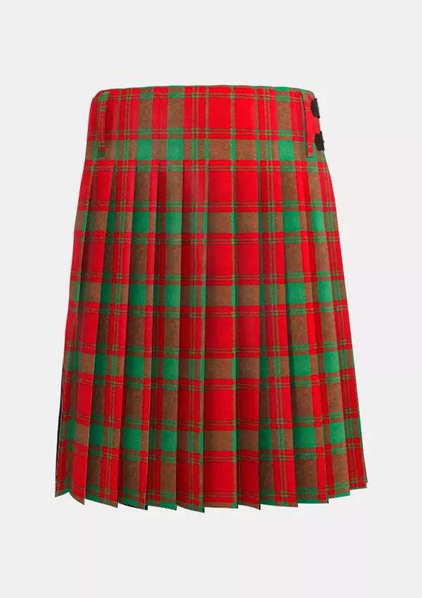 Traditional_Clan_MacQuarrie_Tartan_kilt_back_image_with_pleated_design_and_adjustable_buckles_for_men