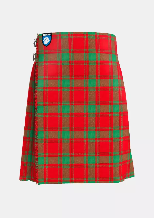 Traditional_Clan_MacQuarrie_Tartan_kilt_front_image_with_pleated_design_and_adjustable_buckles_for_men