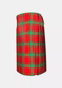 Traditional_Clan_MacQuarrie_Tartan_kilt_left_image_with_pleated_design_and_adjustable_buckles_for_men