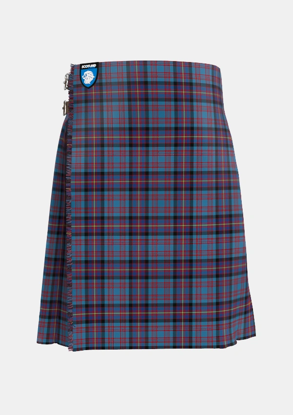 Traditional_Cochrane_Azure_Tartan_485_kilt_front_image_with_pleated_design_and_adjustable_buckles_for_men