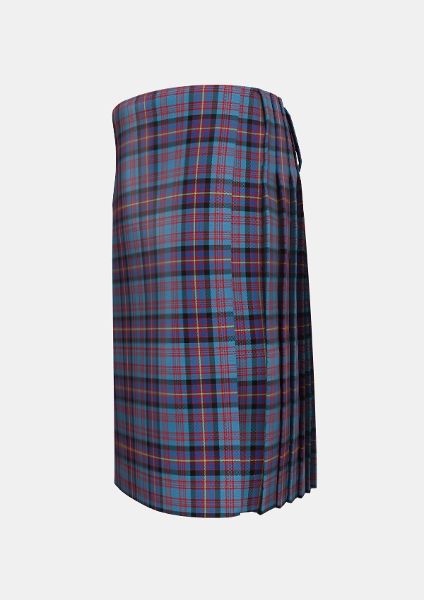 Traditional_Cochrane_Azure_Tartan_485_kilt_left_image_with_pleated_design_and_adjustable_buckles_for_men