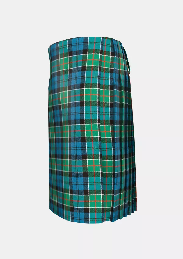 Traditional_Colquhoun_Ancient_Tartan_kilt_left_image_with_pleated_design_and_adjustable_buckles_for_men