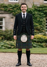 Traditional_Cornish_Hunting_tartan_1568_Kilt_and_Argyle_Jacket_Kilt_Outfit_front_image