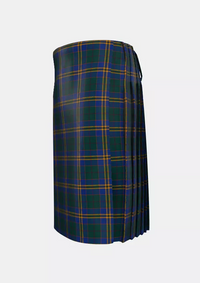 Traditional_County_Kilkenny_Tartan_kilt_left_image_with_pleated_design_and_adjustable_buckles_for_men