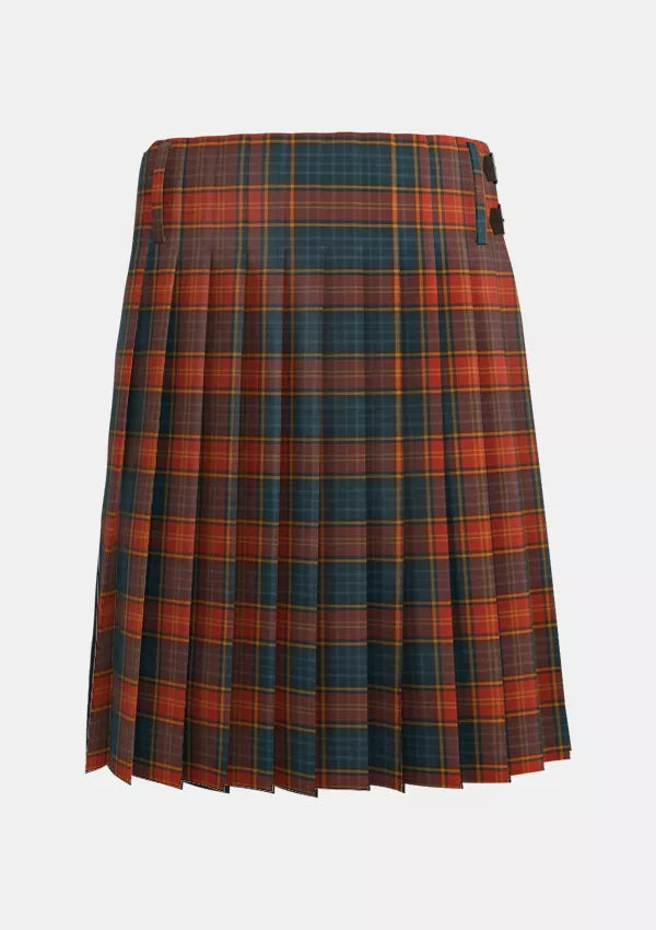 Traditional_County_Roscommon_Tartan_kilt_back_image_with_pleated_design_and_adjustable_buckles_for_men