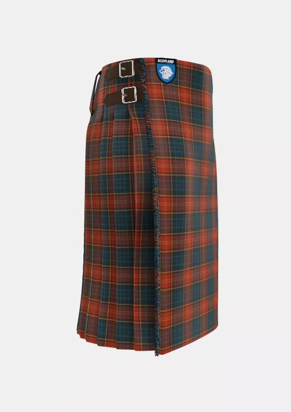 Traditional_County_Roscommon_Tartan_kilt_right_image_with_pleated_design_and_adjustable_buckles_for_men