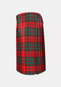 Traditional_Cumming_Red_Modern_Tartan_kilt_left_image_with_pleated_design_and_adjustable_buckles_for_men