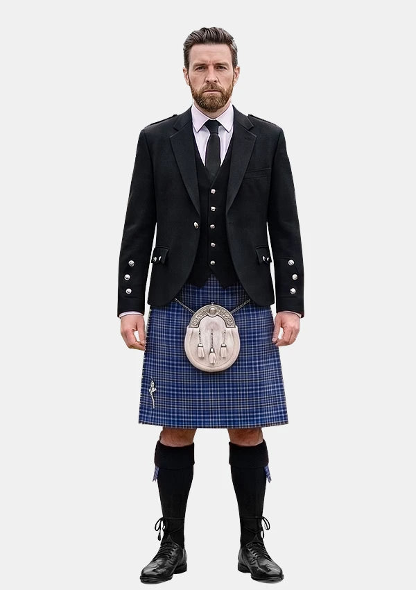 Traditional_Cummins_Royal_Blue_Tartan_Kilt_and_Argyle_Jacket_Kilt_Outfits_front_image