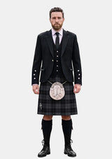 Traditional_Dark_Grey_Highlander_Tartan_Kilt_and_Argyle_Jacket_Kilt_Outfits_front_image