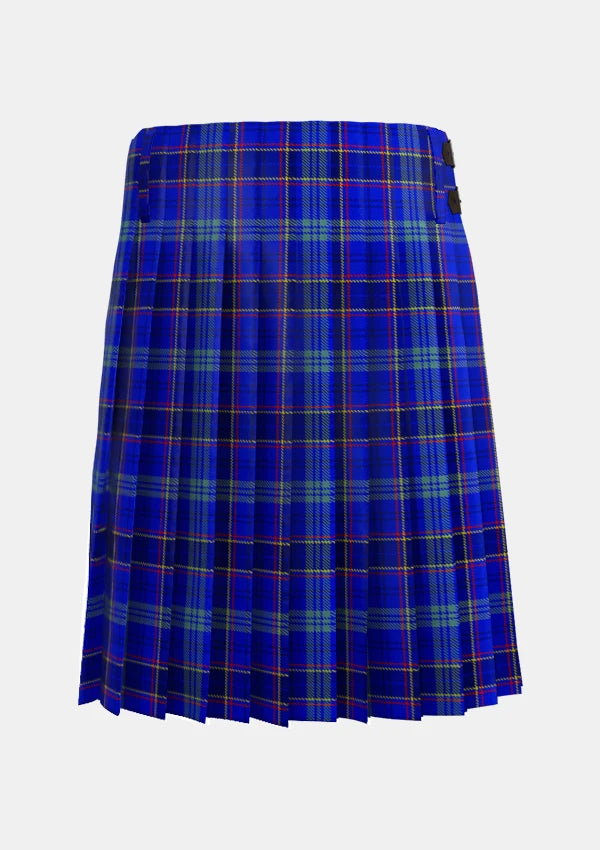 Traditional_Dempster_Tartan_2219_kilt_back_image_with_pleated_design_and_adjustable_buckles_for_men