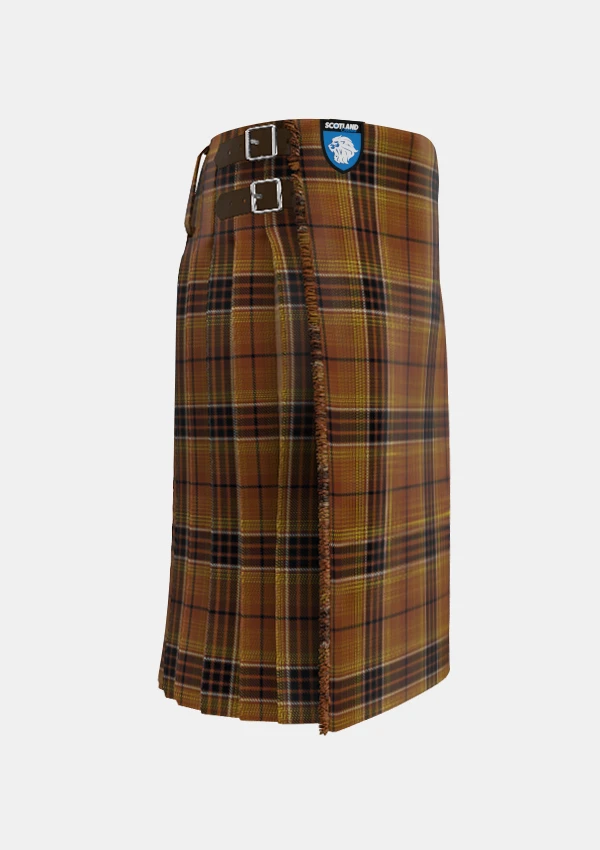 Traditional_Digital_Gold_Tartan_12206_kilt_right_image_with_pleated_design_and_adjustable_buckles_for_men
