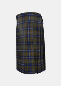 Traditional_Douglas_Brown_Tartan_2523_kilt_left_image_with_pleated_design_and_adjustable_buckles_for_men