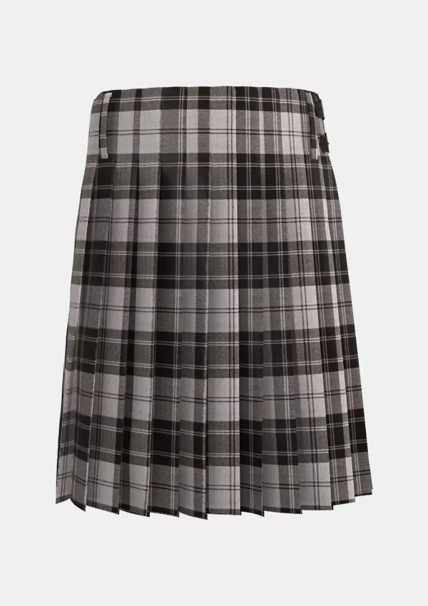 Traditional_Douglas_Gray_Tartan_kilt_back_image_with_pleated_design_and_adjustable_buckles_for_men