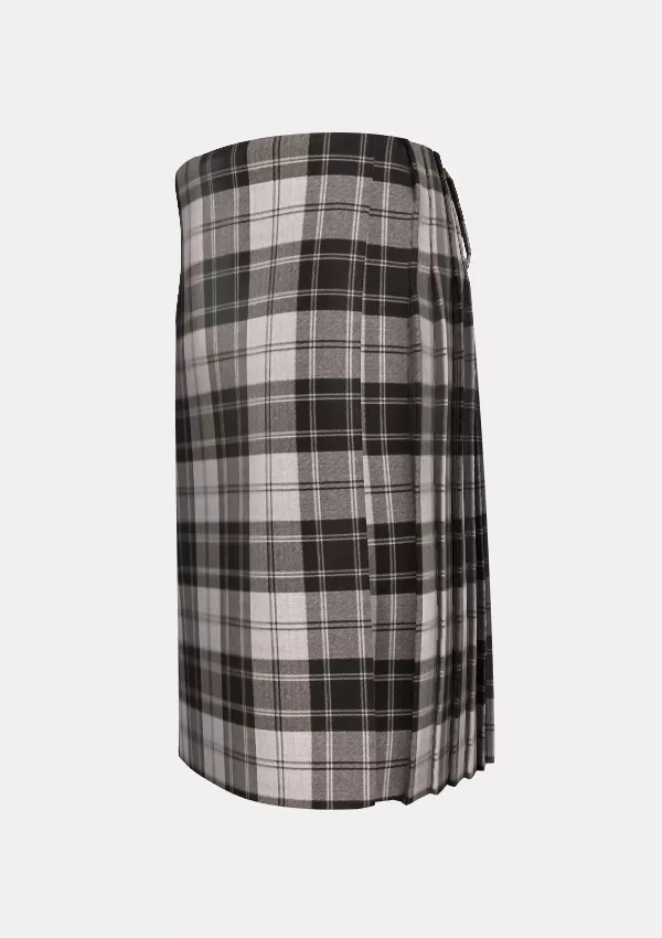 Traditional_Douglas_Gray_Tartan_kilt_left_image_with_pleated_design_and_adjustable_buckles_for_men