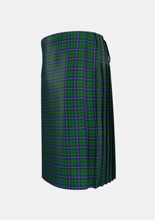 Traditional_Douglas_Green_Wilsons_Tartan_1032_kilt_left_image_with_pleated_design_and_adjustable_buckles_for_men