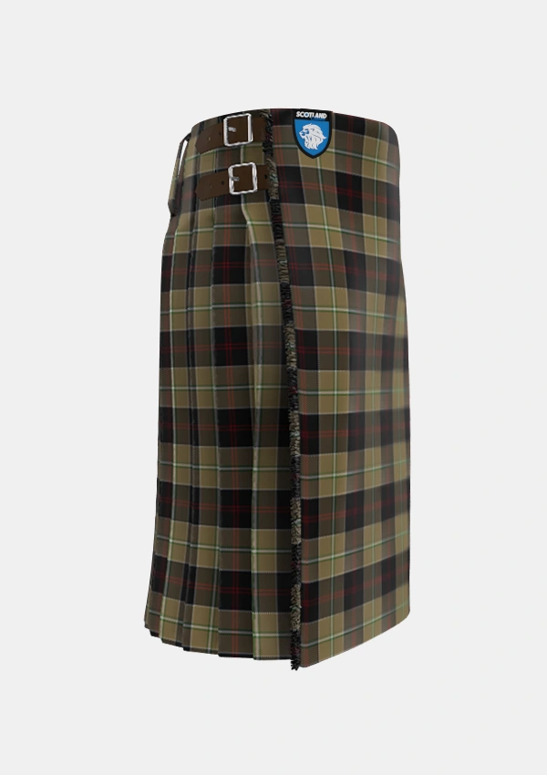 Traditional_Dunlop_Hunting_Tartan_1205_kilt_right_image_with_pleated_design_and_adjustable_buckles_for_men