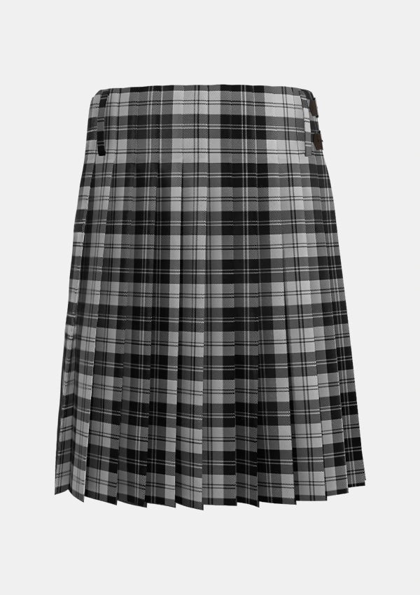 Traditional_Erskine_Black_and_White_Tartan_1246_kilt_back_image_with_pleated_design_and_adjustable_buckles_for_men