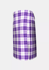 Traditional_Erskine_Purple__Tartan_kilt_left_image_with_pleated_design_and_adjustable_buckles_for_men