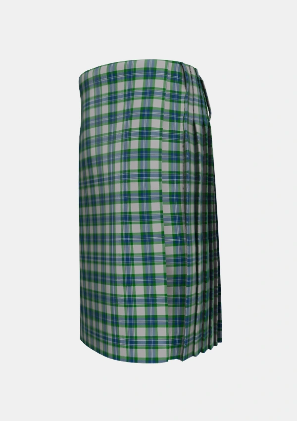 Traditional_Fraser_Arisaid_Tartan_615_kilt_left_image_with_pleated_design_and_adjustable_buckles_for_men