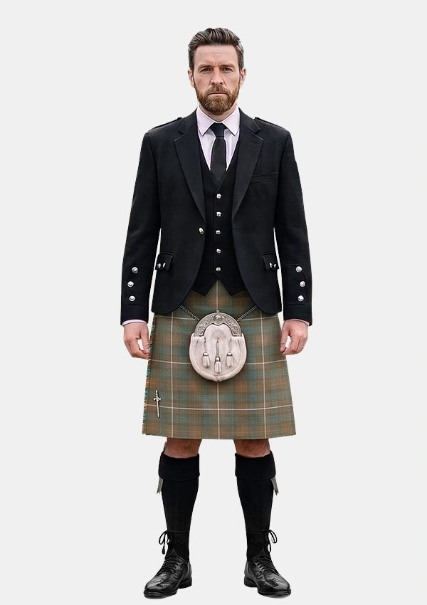 Traditional_Fraser_Weathered_Tartan_Kilt_and_Argyle_Jacket_Kilt_Outfits_front_image