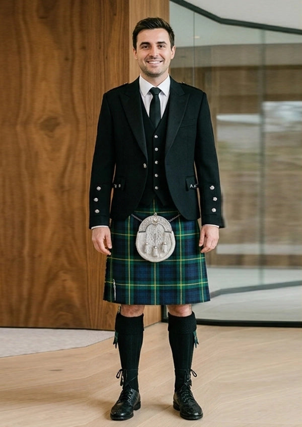 Traditional_Gordon_Tartan_Kilt_and_Argyle_Jacket_Kilt_Outfit_front_image