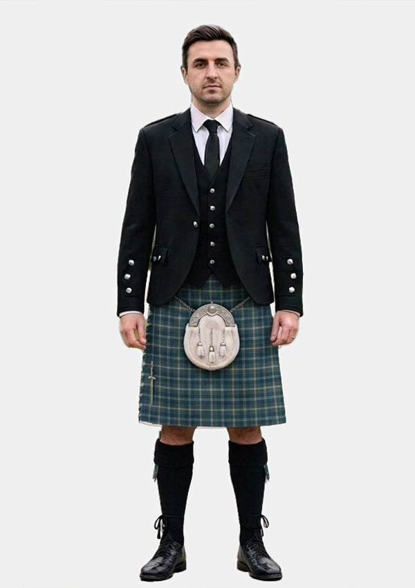 Traditional_Gorman_Blue_Tartan_10390_Kilt_and_Argyle_Jacket_Kilt_Outfits_front_image