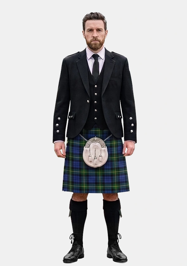 Traditional_Gow_Hunting_Tartan_1588_Kilt_and_Argyle_Jacket_Kilt_Outfits_front_image