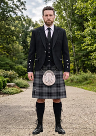 Traditional_Grey_Highlander_Tartan_Kilt_and_Argyle_Jacket_Kilt_Outfit_front_image