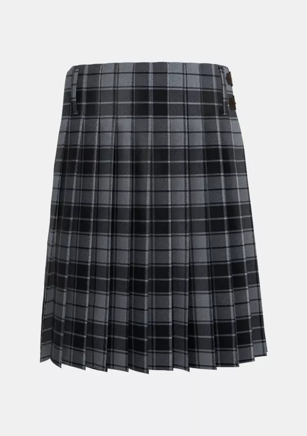 Traditional_Grey_Highlander_Tartan_kilt_back_image_with_pleated_design_and_adjustable_buckles_for_men