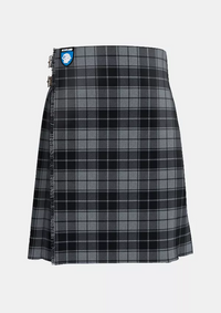 Traditional_Grey_Highlander_Tartan_kilt_front_image_with_pleated_design_and_adjustable_buckles_for_men